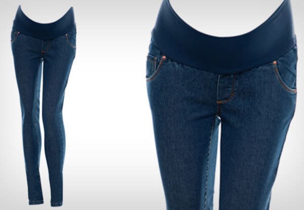 calça jeans com cos de elastico para gestante