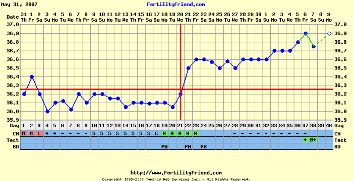 grafico temperatura basal positivo