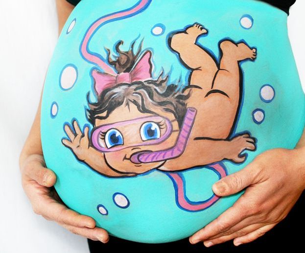 Imagem de desenho na barriga de gravida