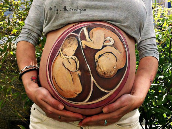 Pintura na barriga para cha de bebe