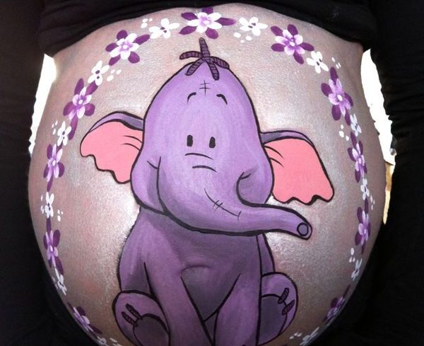 Fotos de desenhos na barriga de gravida