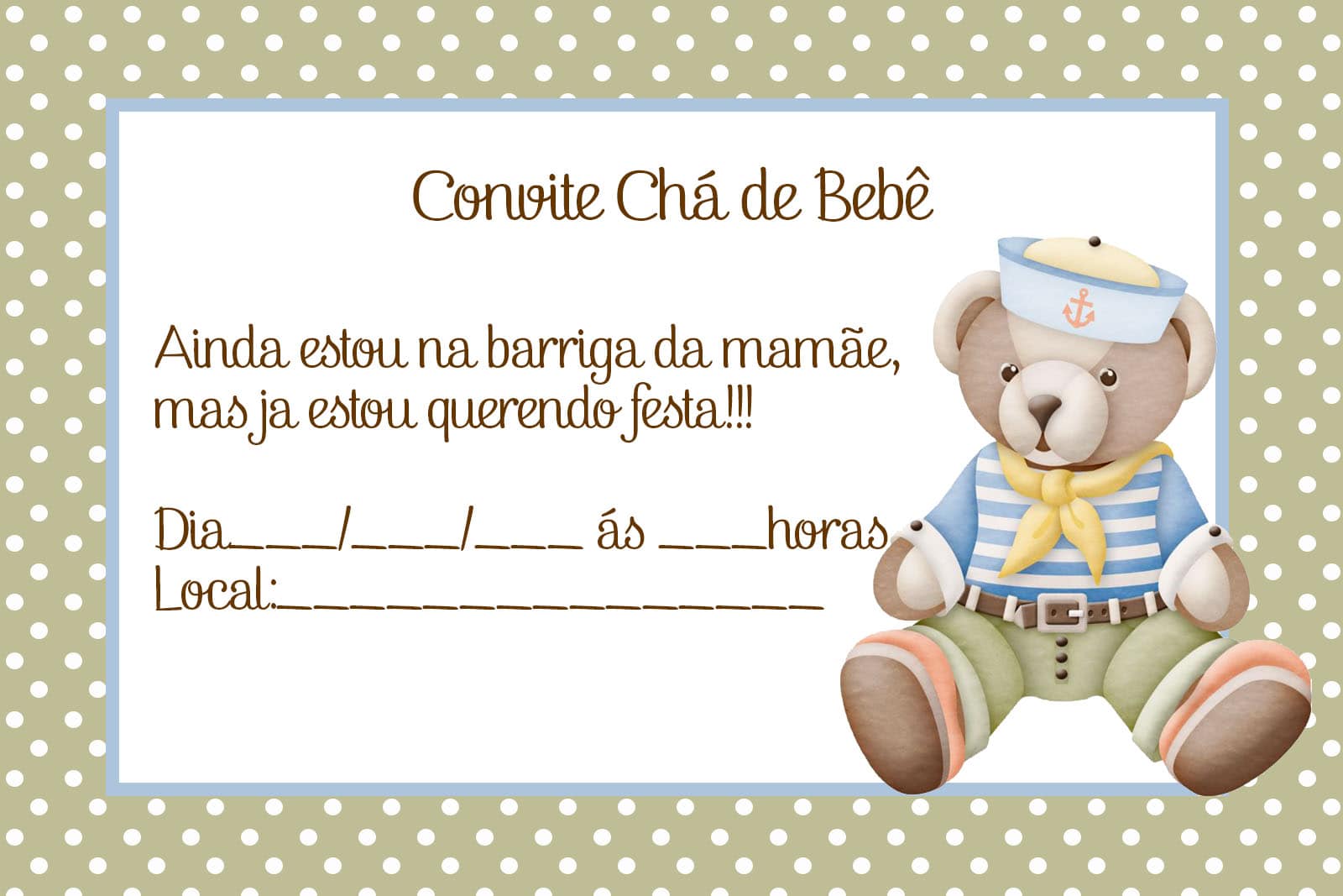  convite de cha de bebe marinheiro para imprimir