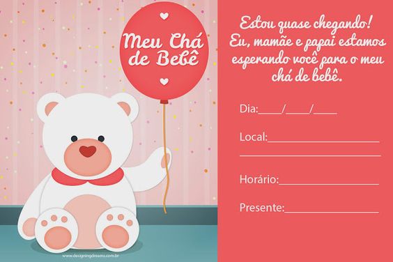 convite de cha de bebe marrom e rosa para imprimir