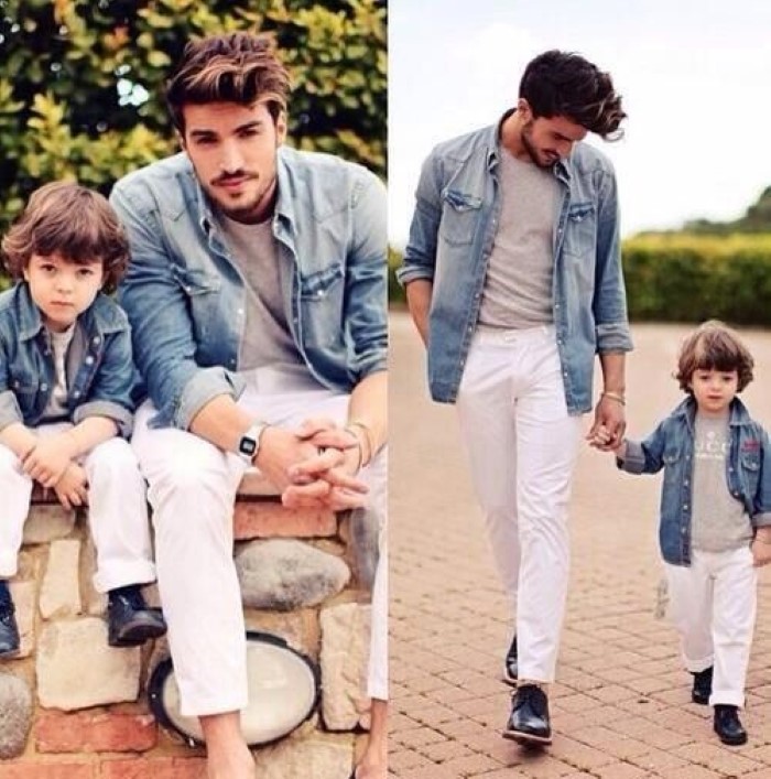 pai e filho vestidos iguais