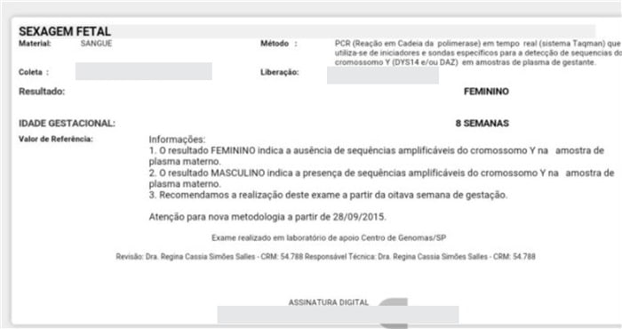 Resultado do Exame de Sexagem Feral - Baixar pdf de