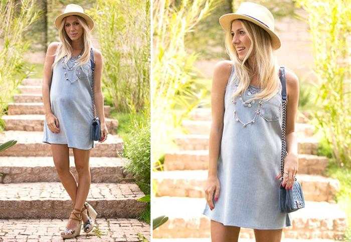 moda gestante vestido jeans