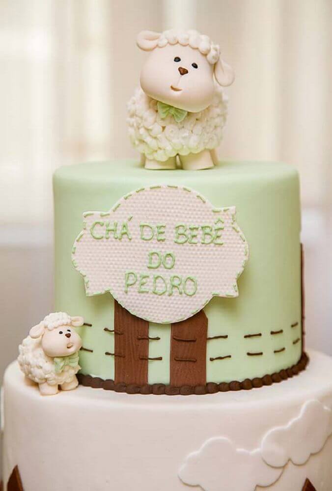 Bolo Fake Aniversário Chá De Bebê - Verde Bebê (degradê)