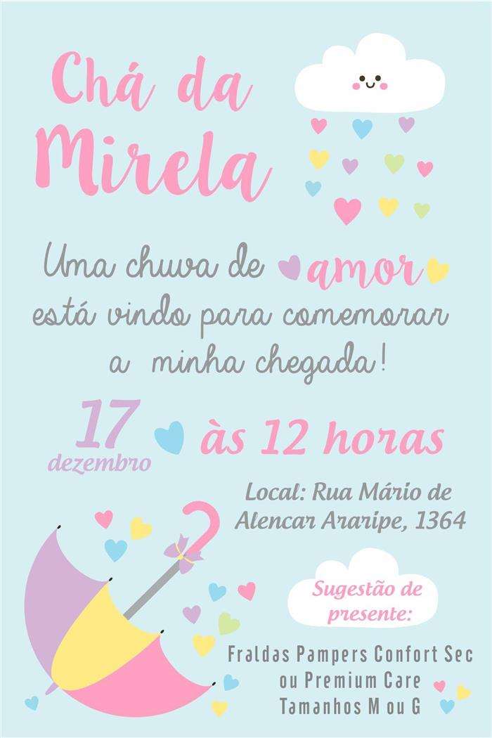 frases para cha de bebe chuva de amor