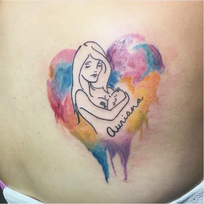 tatuagem bebe e mae