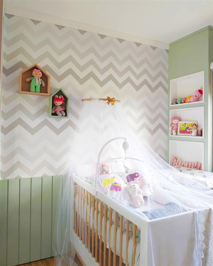 quarto com papel chevron