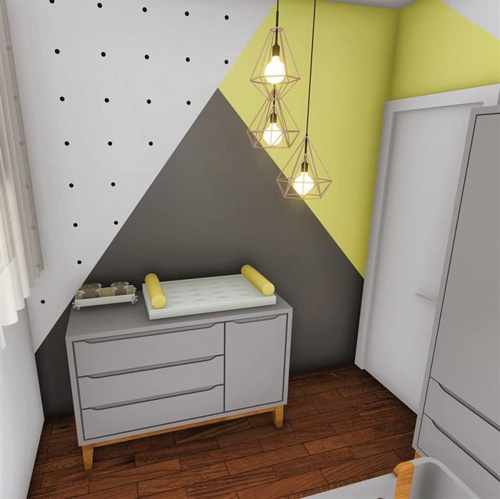 quarto de bebe cinza e amarelo