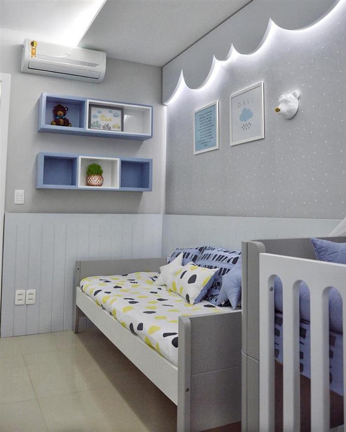 quarto de bebe cinza e azul