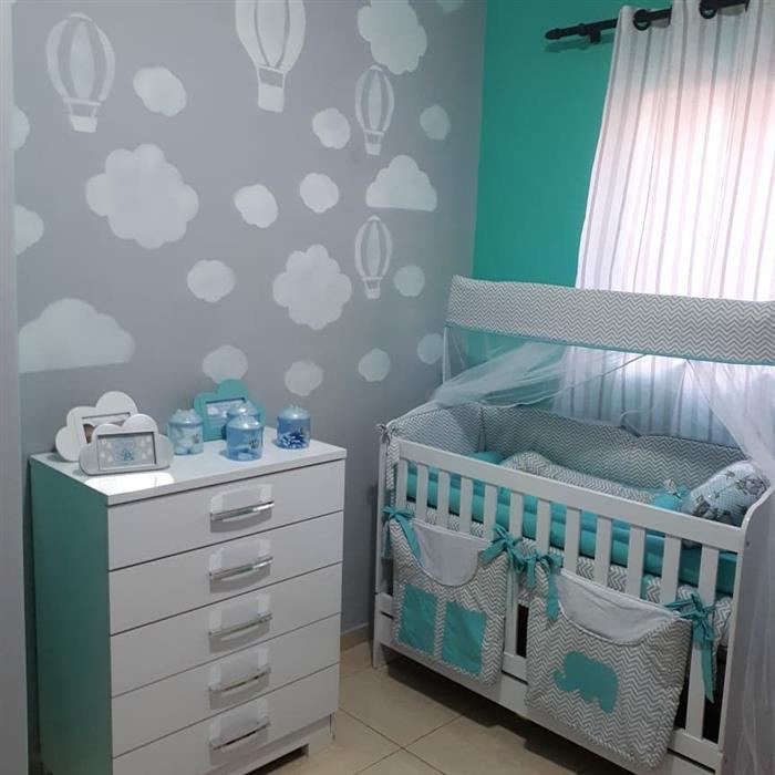 quarto de bebe cinza e verde