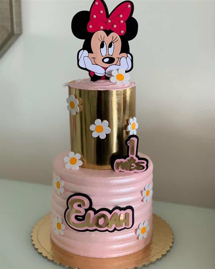 bolo mesversario da minnie rosa