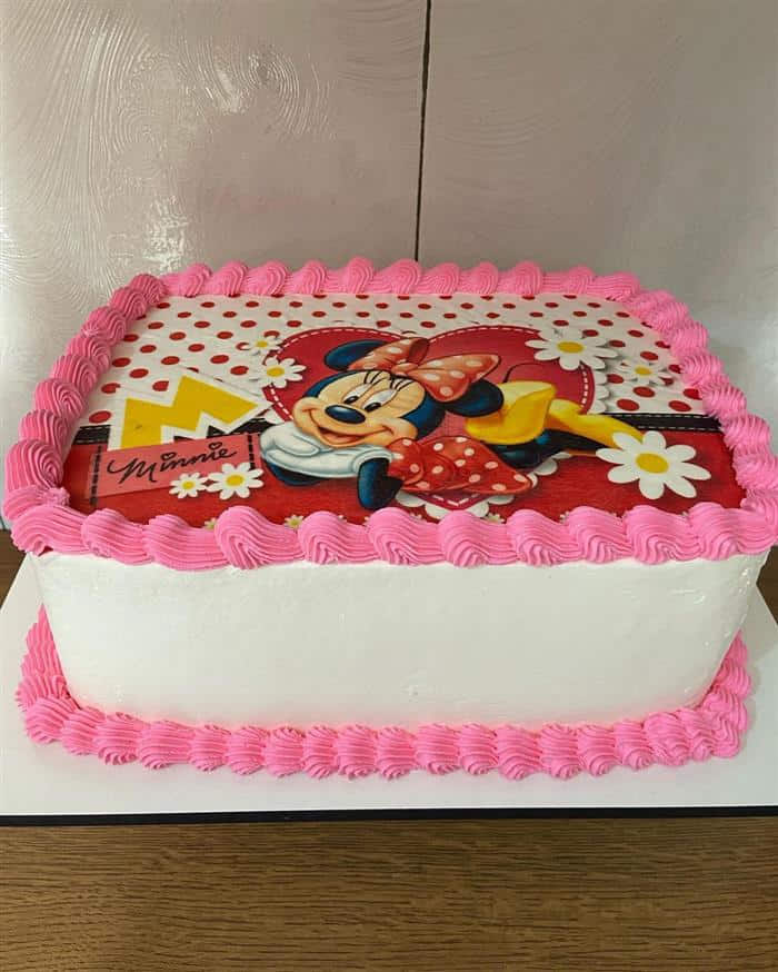 Bolo minnie rosa c/ papel arroz especial 