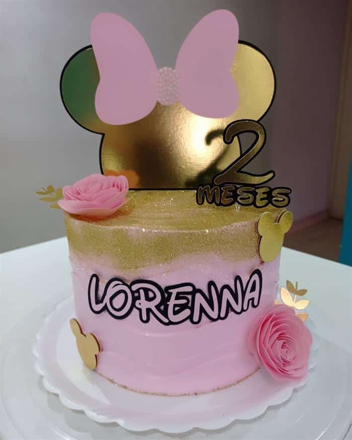 bolo minnie rosa mesversario