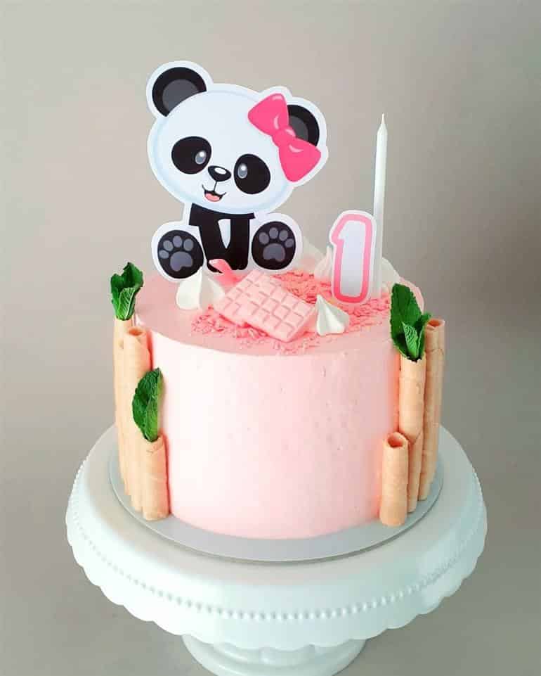 bolo tema panda rosa