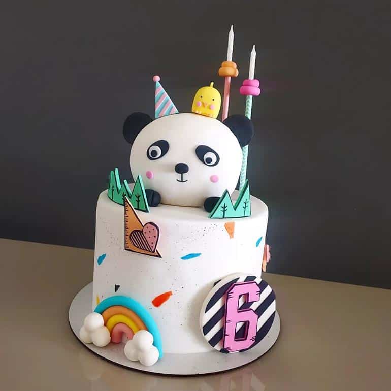 bolo tema panda aniversário de 6 anos