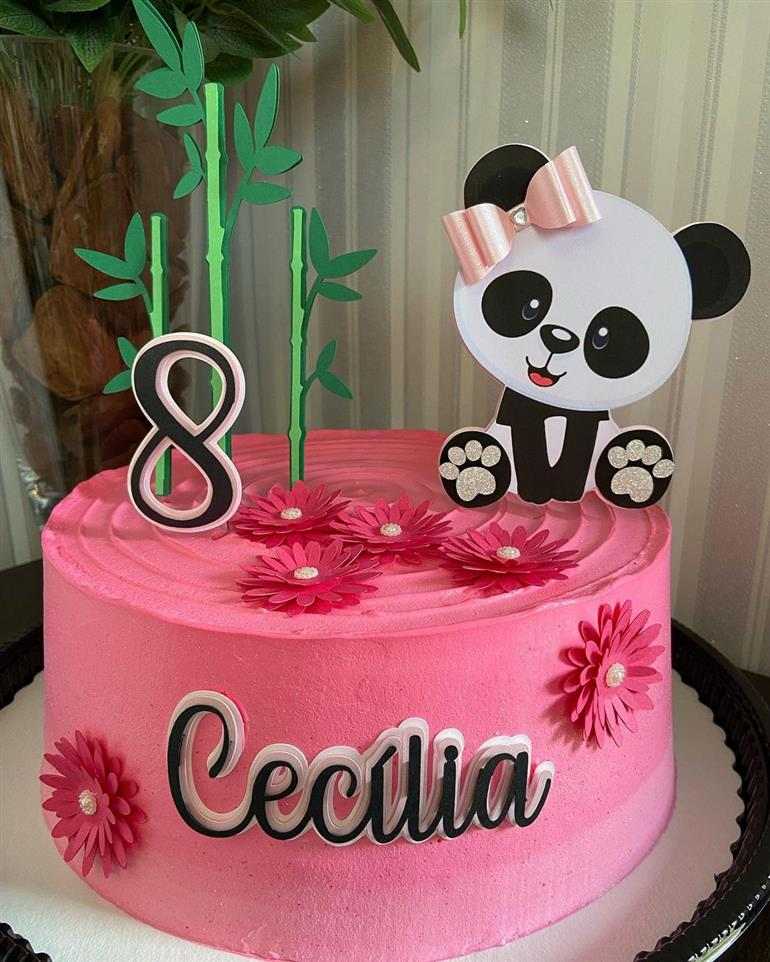 bolo tema panda rosa