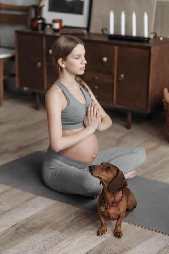 Mulher grávida meditando